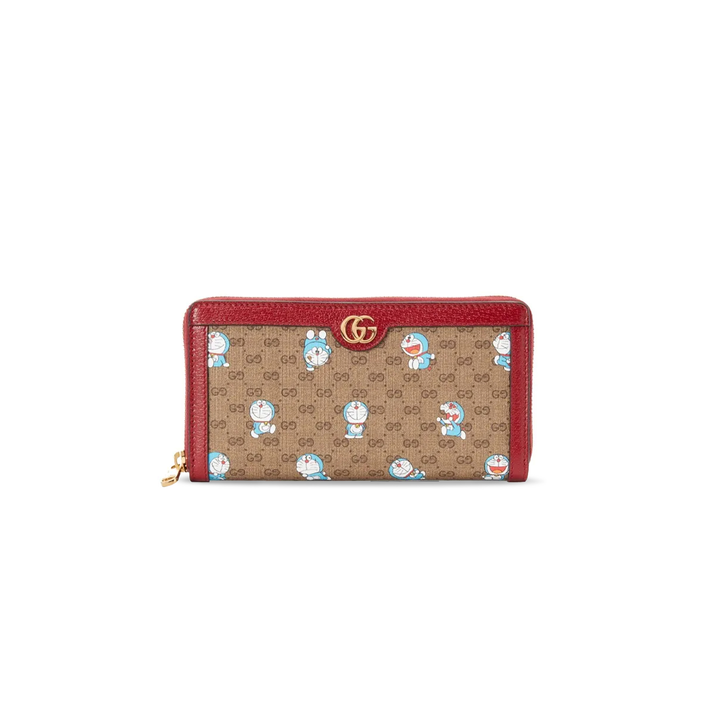 GUCCI DORAEMON COLLABORATION CANVAS WITH LEATHER LONG ZIP CLOSURE WALLET ‎6477872TUBG8580 (19*10.5*2cm)